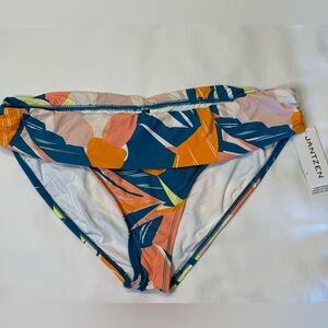 NWT Janzten Fold-Over Hipster Tropical Floral Bikini Bottoms in Size 16